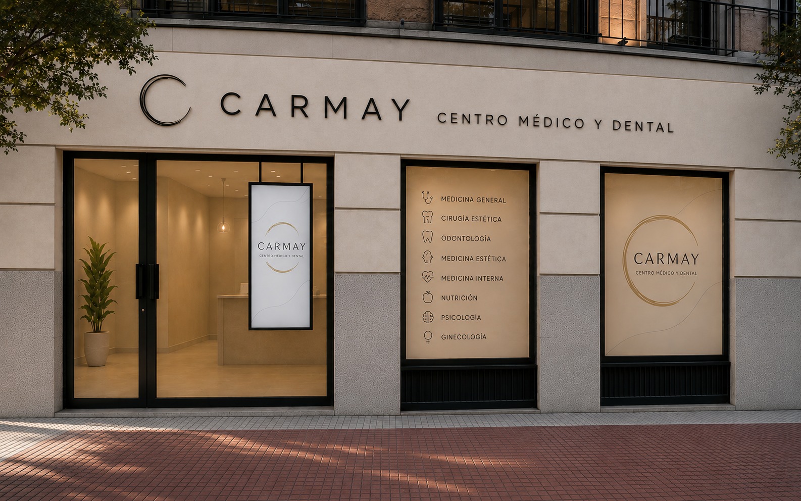 Render de la nueva fachada de CARMAY Centro Médico y Dental
